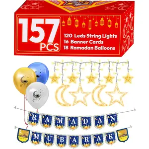 Ramadan Decorations for Home 2025 Set (Ramadan Lights -2 Ramadan Banner -18 Ramadan Balloons - Ramadan Card) Ramadan Decor - Ramadan Gifts for Kids - Ramadan Decoration - زينة رمضان كريم ديكور