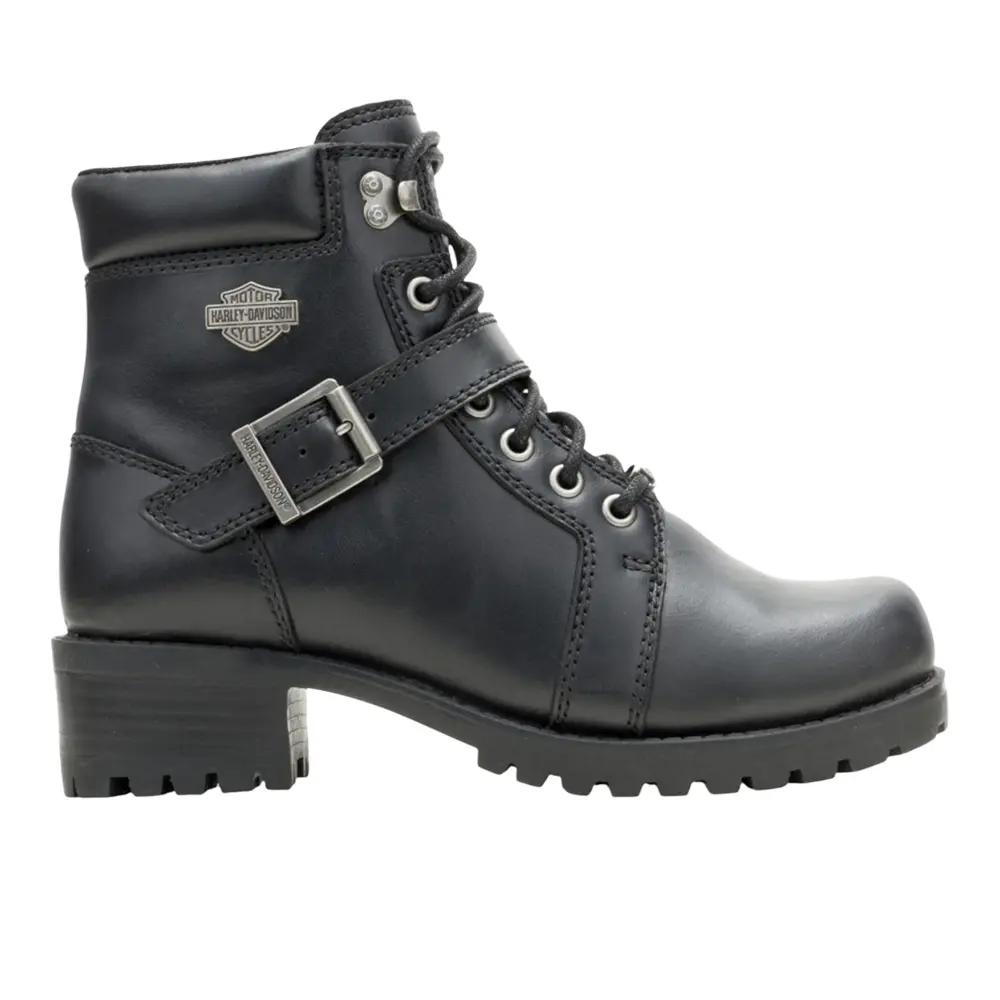 Harley-Davidson Footwear Womens Leyton Motorcycle Casual Boots Ankle Low Heel 1-2" - Black