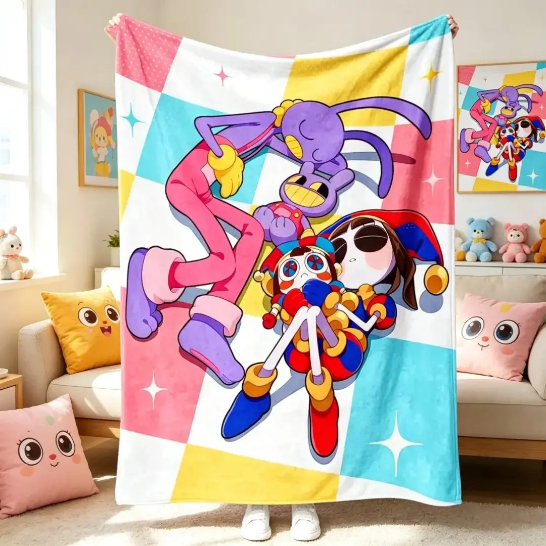 Digital Circus Flannel Throw Blanket - Soft Cozy Fleece for Adults, Lightweight Warm Bed/Sofa/Couch Cover, All-Season Travel Nap Blanket, Holiday Gift Home Decoration