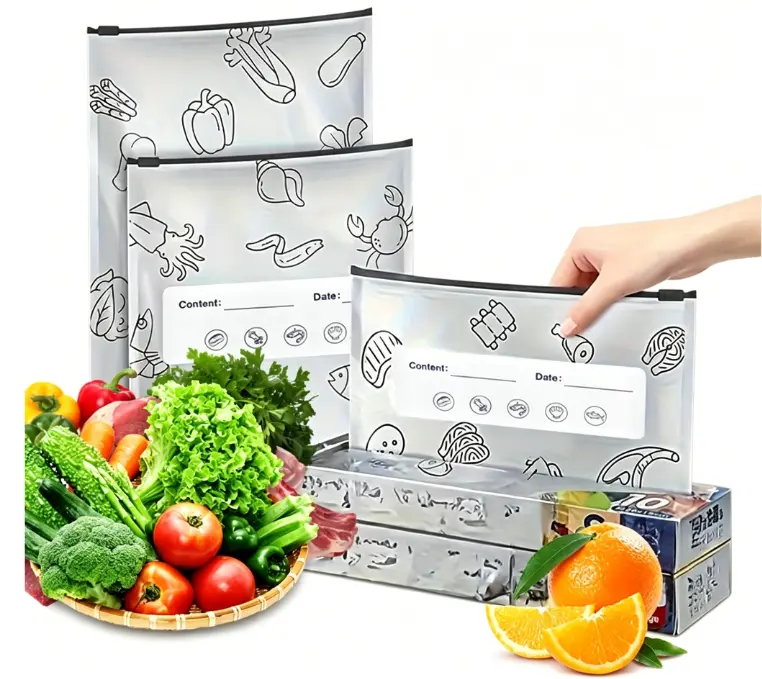 40-Bag Value Eco-Reuse Aluminium Foil Food Storage Bags with Zipper Seal - Airtight, Leak-Proof, Tear-Resistant, Flexible Containers for Refrigerator, Freezer Meal Prep