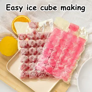 50 Counts Self-Seal Ice Cube Bags, Stackable Freezer Bags with Easy-Pour Funnel Design Disposable Ice Block