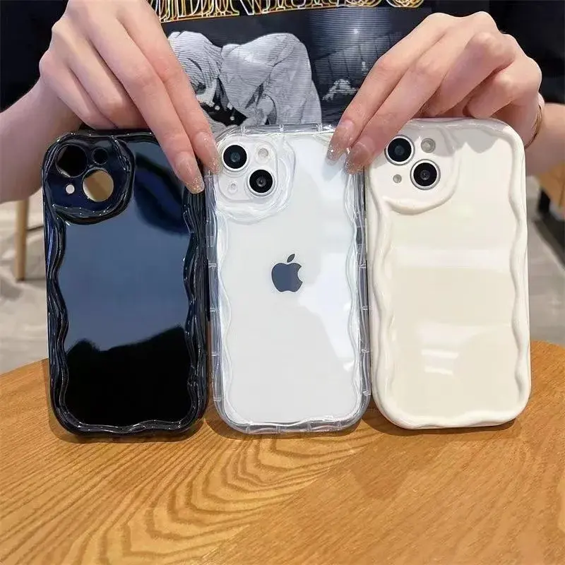 Clear Wave Bumper Phone Case For iPhone iPhone 17 Air 17 16 15 14 13 12 11 Pro Max Plus Mini X Xs Max Fundas Soft Silicone Cover