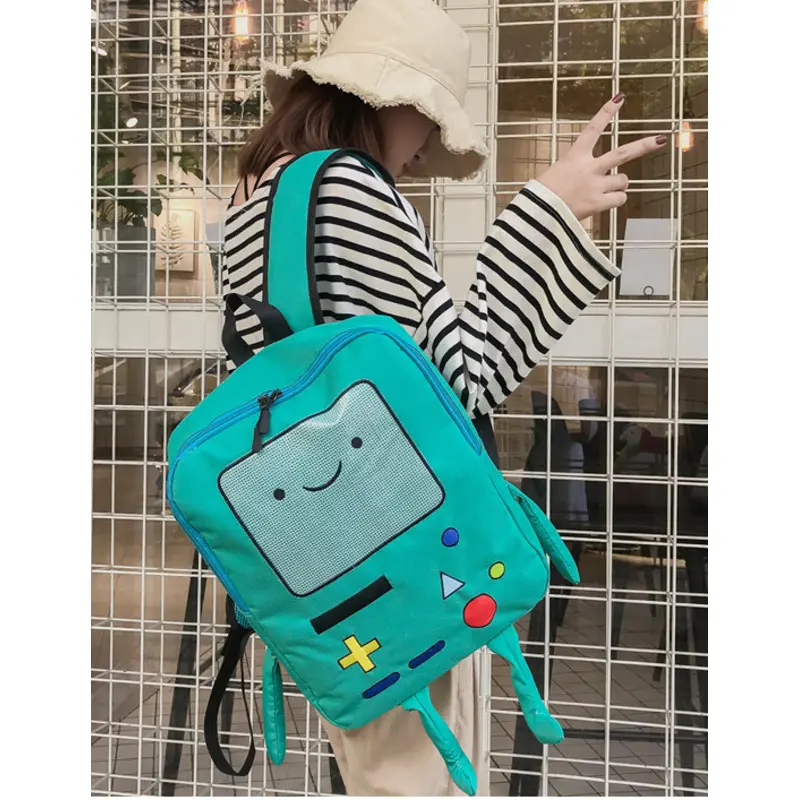Cartoon Robot Game Controller Canvas School Messenger Bag Backpack