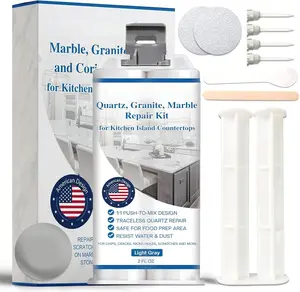 Quartz Countertop Chip Repair Kit(Light Gray), Marble and Granite Repair to Fix Nicks, Chips or  on Granite, Marble Porcelain, Corian, Travertine, Quartz,  and Other Surfaces.