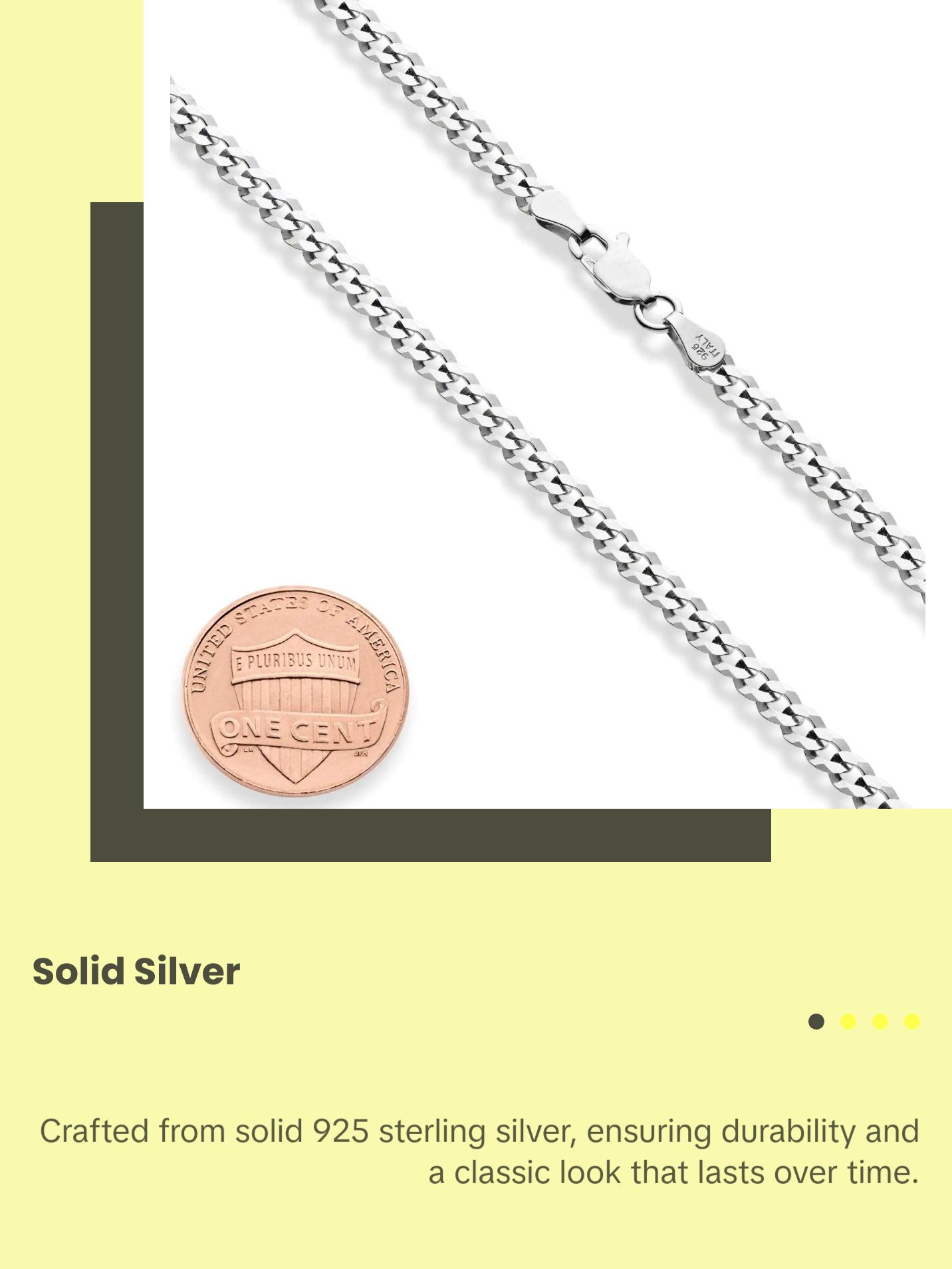 Miabella Italian Solid 925 Sterling Silver 3.5mm Diamond Cut Cuban Link Curb Chain Necklace for Women Men, Made in Italy Length 24 Inch