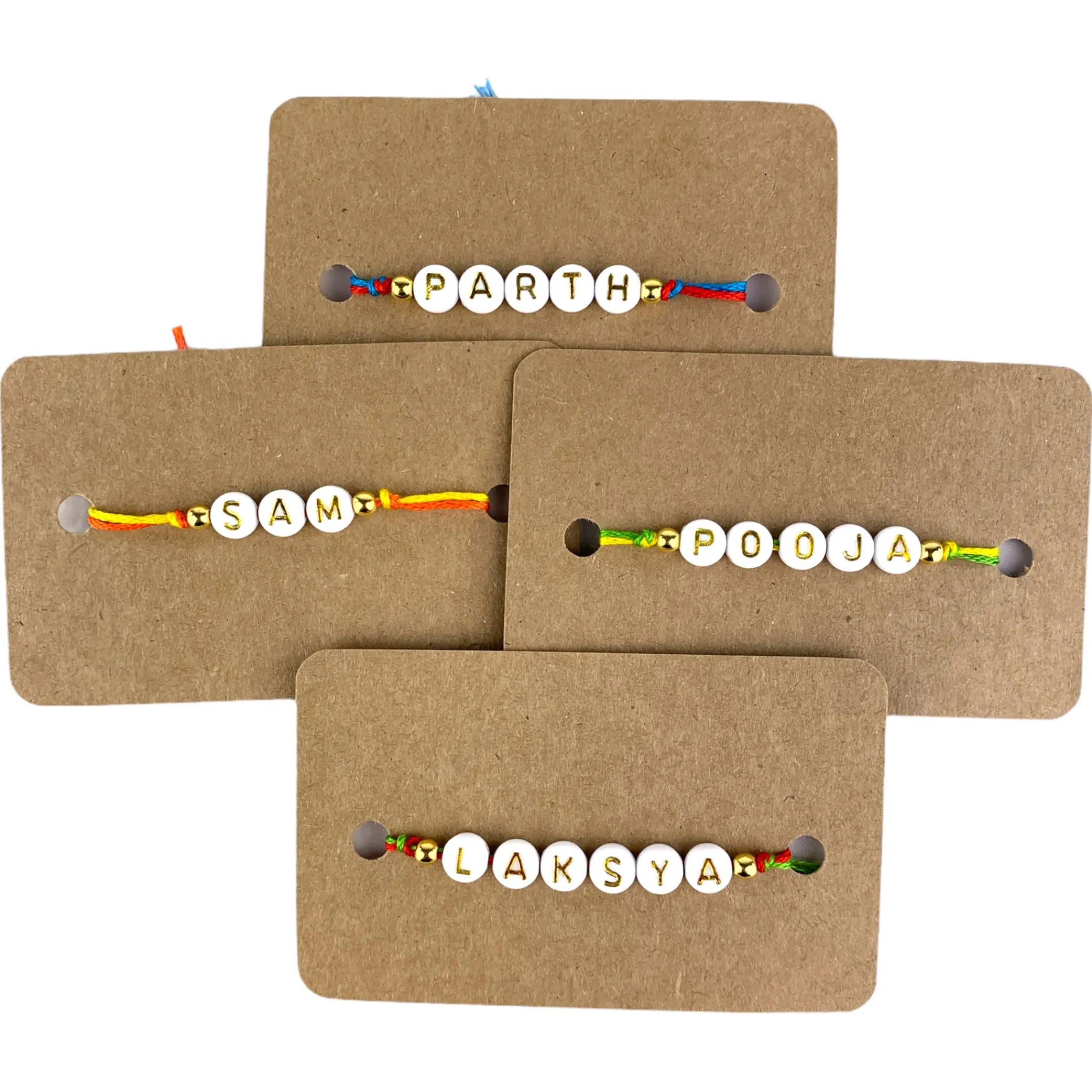 Personalized Rakhi for Brother White Letter Name Designer Handmade Rakhi Thread for Bhaiya Custom Name Rakhi - Rakhi Card Hindu Bracelet Rakhi