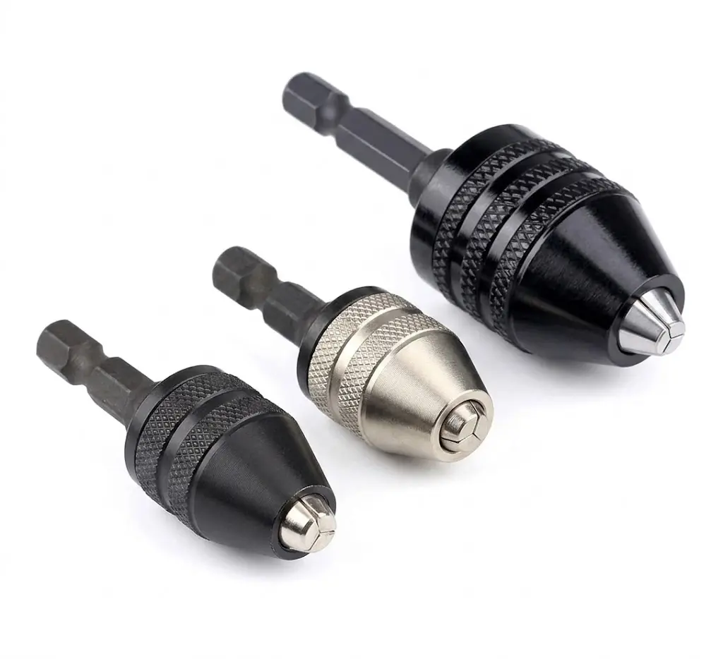 3Pcs Drill Bit Adapter with 1/4 Hex Shank, Small Drill Chuck Extension for Impact Driver, 0.6-8mm & 0.3-3.6mm Capacity