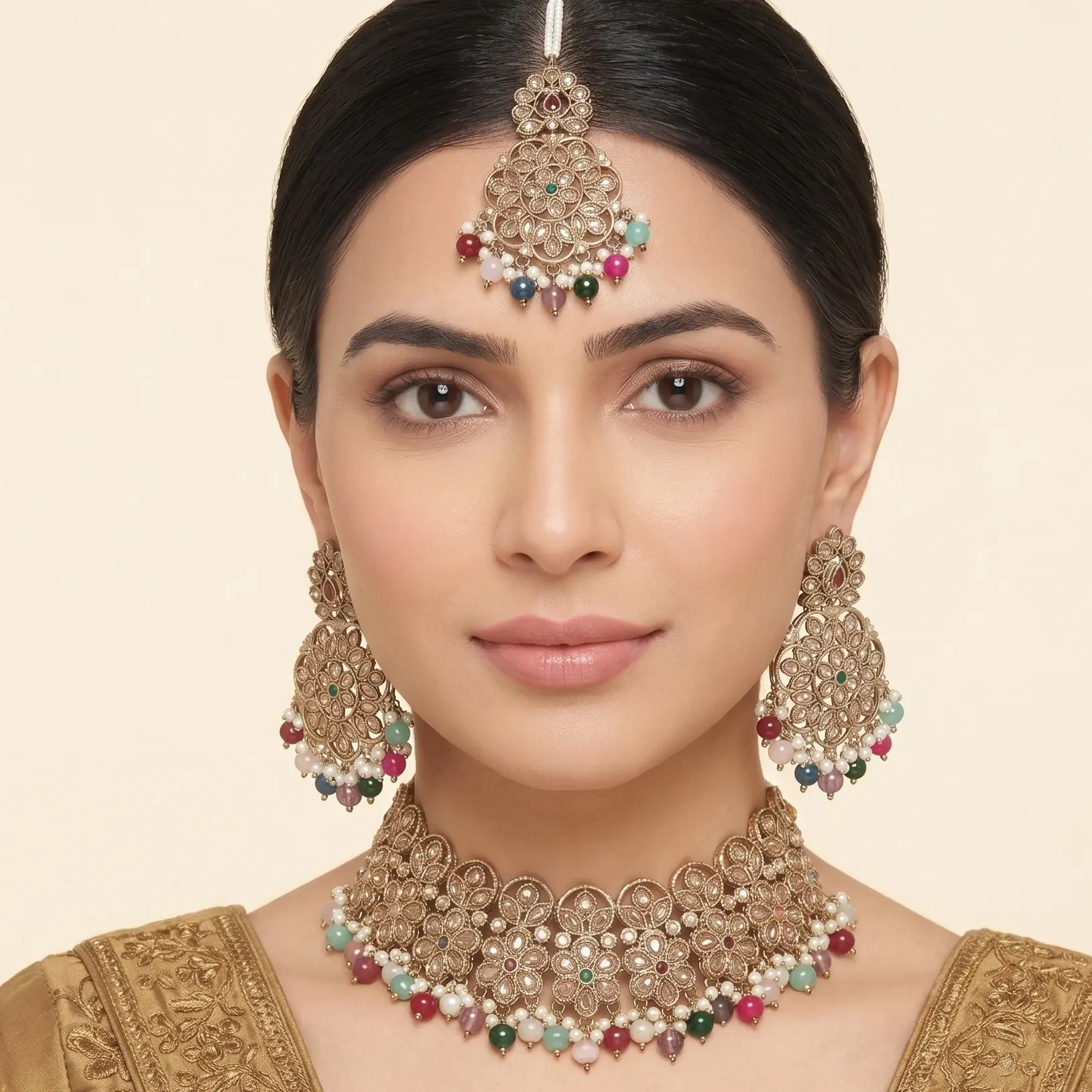 Anaya Polki Lightweight Bollywood Indian necklace Set
