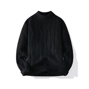 Bmuvlss Men's Heavyweight Sweater - Soft Warm Winter Sweater for Cold Weather, Machine Washable Black Sweater for Everyday & Formal Wear - Cozy Layering Essential for Men, Casual Outdoor Apparel, Versatile Fashion, Durable Warm Fabric