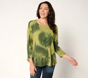 LOGO by Lori Goldstein Brushed Knit Tie Dye Dolman Top