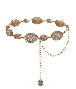 Metal Concho Belt For Women Cowgirl Chain Belts For Dresses Jeans Cowboy Dress Chain Belt Cowboy Country Concert Clothing Accessories Waist Chain Fall, Autumn, Halloween Geometric Boho Zinc Alloy Chain