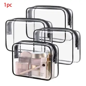 Transparent PVC Zipper Travel Storage Bag, Makeup Bag, Toothbrush Case, Edge Stackable Organizer, Durable Multi-Purpose Bag for Men and Women