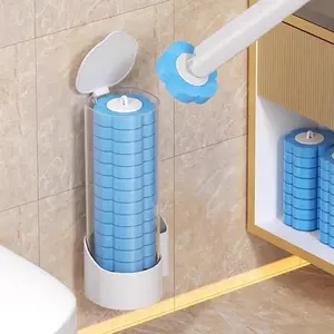 White Wall Mount Disposable Toilet Brush Kit, Equipped With 24PCS Disposable Replacement Refill Heads, Multi-Purpose Bathroom Cleaning Tool For Toilet Bowl, Urinal, Sink, Bathtub And Wash Basin Drain