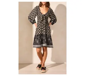 Tribal Wear-Two-Ways Embroidered Square-Neck Dress