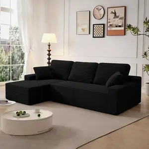 105" Cloud Modular Boneless Couch, L-Shaped Chaise Sectional Sofa - No Assembly Required, Plush Corduroy & Memory Foam, for Living Room Bedroom Apartment