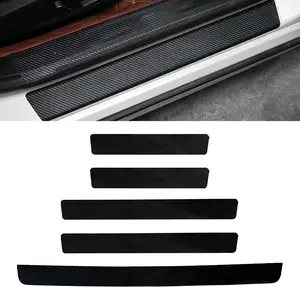 Carbon Fiber Car Door Sill Protector, AntiScratch Door Entry Edge Guard Strips Waterproof Car Door Threshold Protection Sticker Universal Automotive Interior Decoration Accessories (Black, PCS)