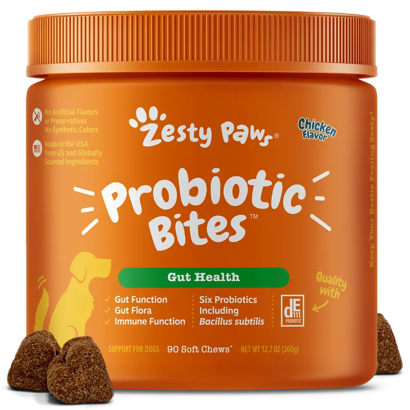 Zesty Paws Probiotic Bites for Dogs - Canine Nutritional Supplement with Six Probiotics for Gut Health & Immune Function 8