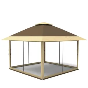 [FLASH SALE] Garvee 12' × 12' Pop Up Gazebo Tent, Double Roof Patio Canopy with Mosquito Netting, Green,  Khaki