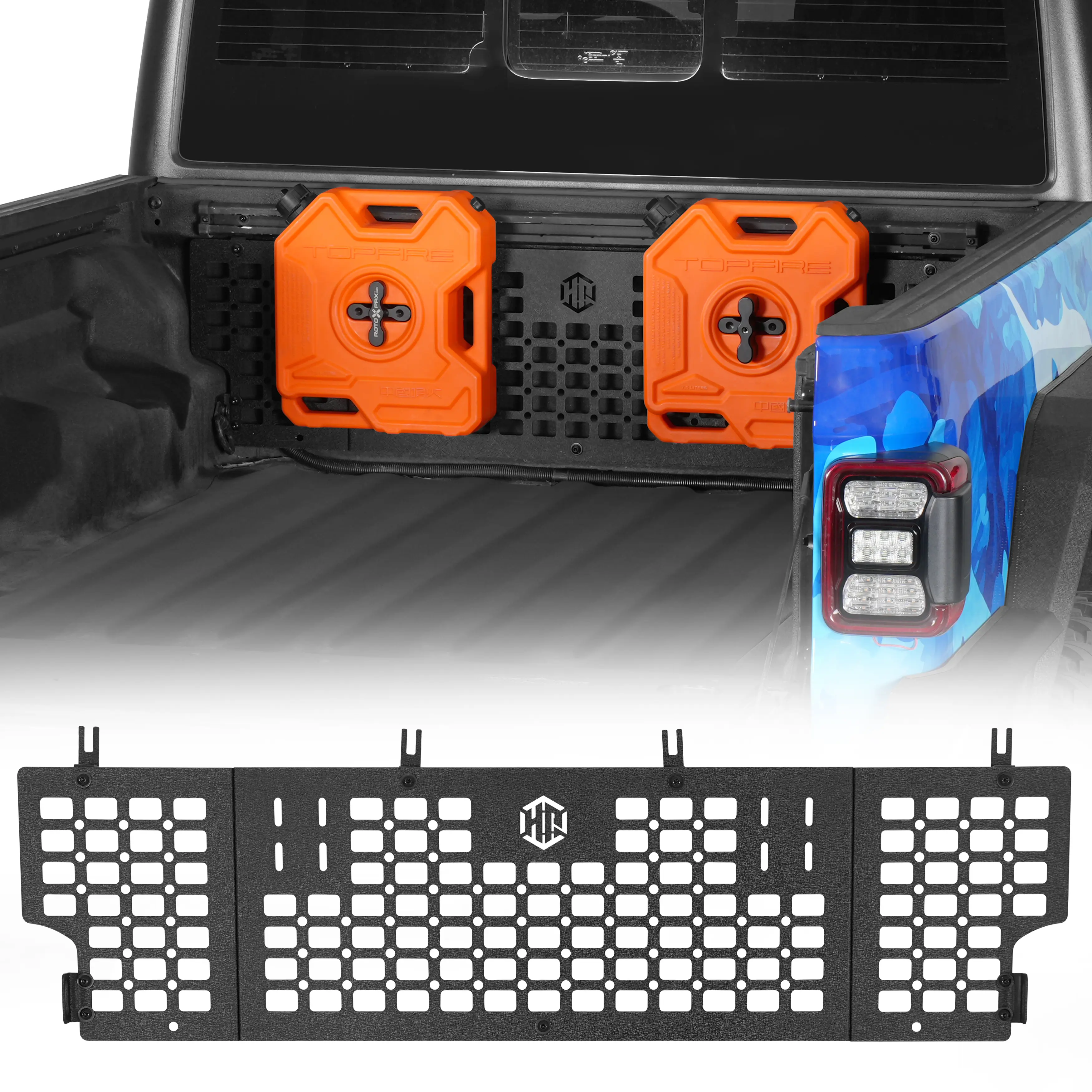 Hooke Road Metal Front Bed MOLLE Panel for 2020-2026 Jeep Gladiator JT, Bolt-On Design, Direct Bolt-On Installation, Includes Installation Instruction, Maximizes Cargo Space