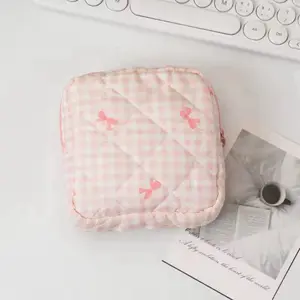 Cute Large Capacity Sanitary Napkin Storage Bags Cartoon Bow Portable Girls emergency Period Organiser Bag Pouch