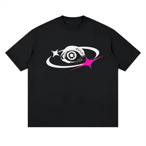Streetwear Loose Drop Shoulder T-Shirt, Y2K Orbital Eye T shirt