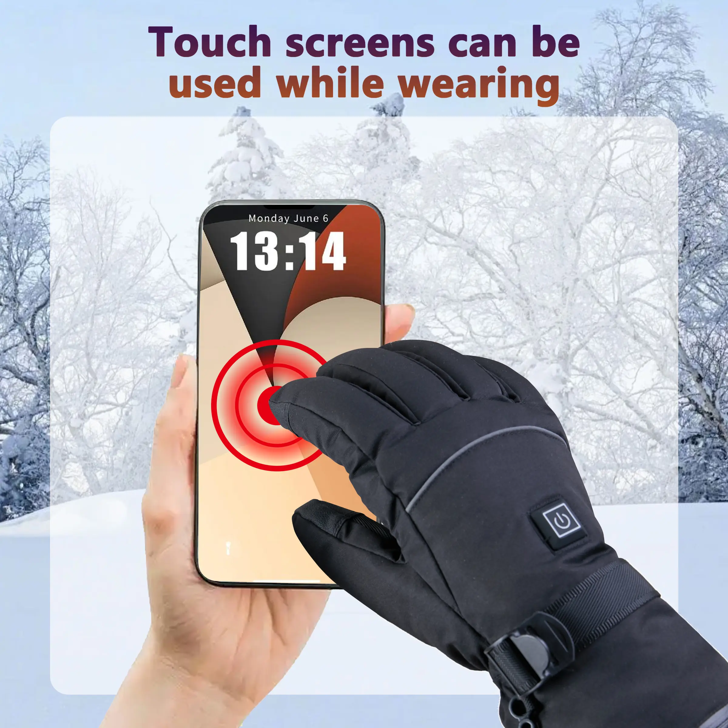 Electric Heated Gloves 3-Step Temperature Control Touch Screen Compatible Winter Warm For Mountaineering Skiing Riding Winter Fishing Outdoor Work Cold Region
