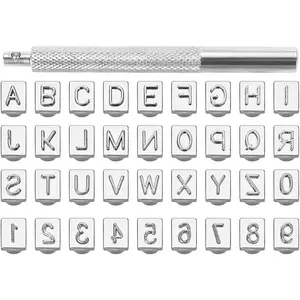 36Pcs Leathercraft Metal Letter and Number Stamps Punch Set Tool, 26 Letters Alphabet & 10 Numbers Imprinted Metal Leather Punching Tools for Leather Belt Bag Hat Shoes Craft Marking (6mm) - Home Improvement.