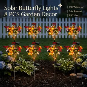 8 Pack Solar Butterfly Garden Lights, IP65 Waterproof Outdoor Decor