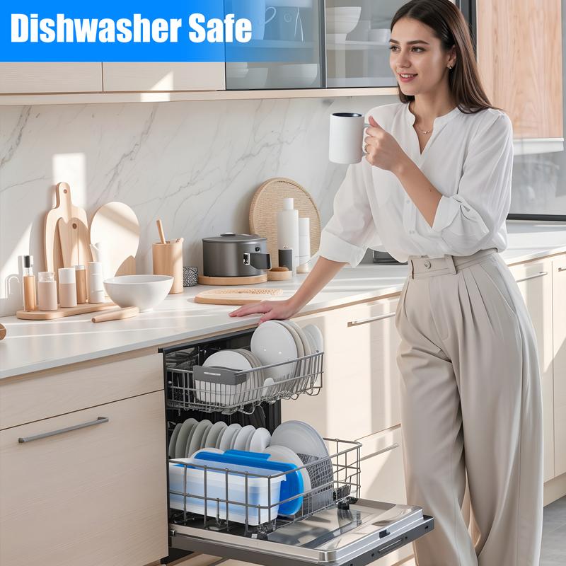 Multi-functional Batter Bowl with Lid,2-Pack Fish Batter Shaker,Better Breader Shaker Bowl with Breading Shaker Tray, Batter Bowl with Lids Shaker for Frying Chicken Wings Fish Onion Rings Veggies,Storage Box, Storage Compartment, Storage Container(Blue)