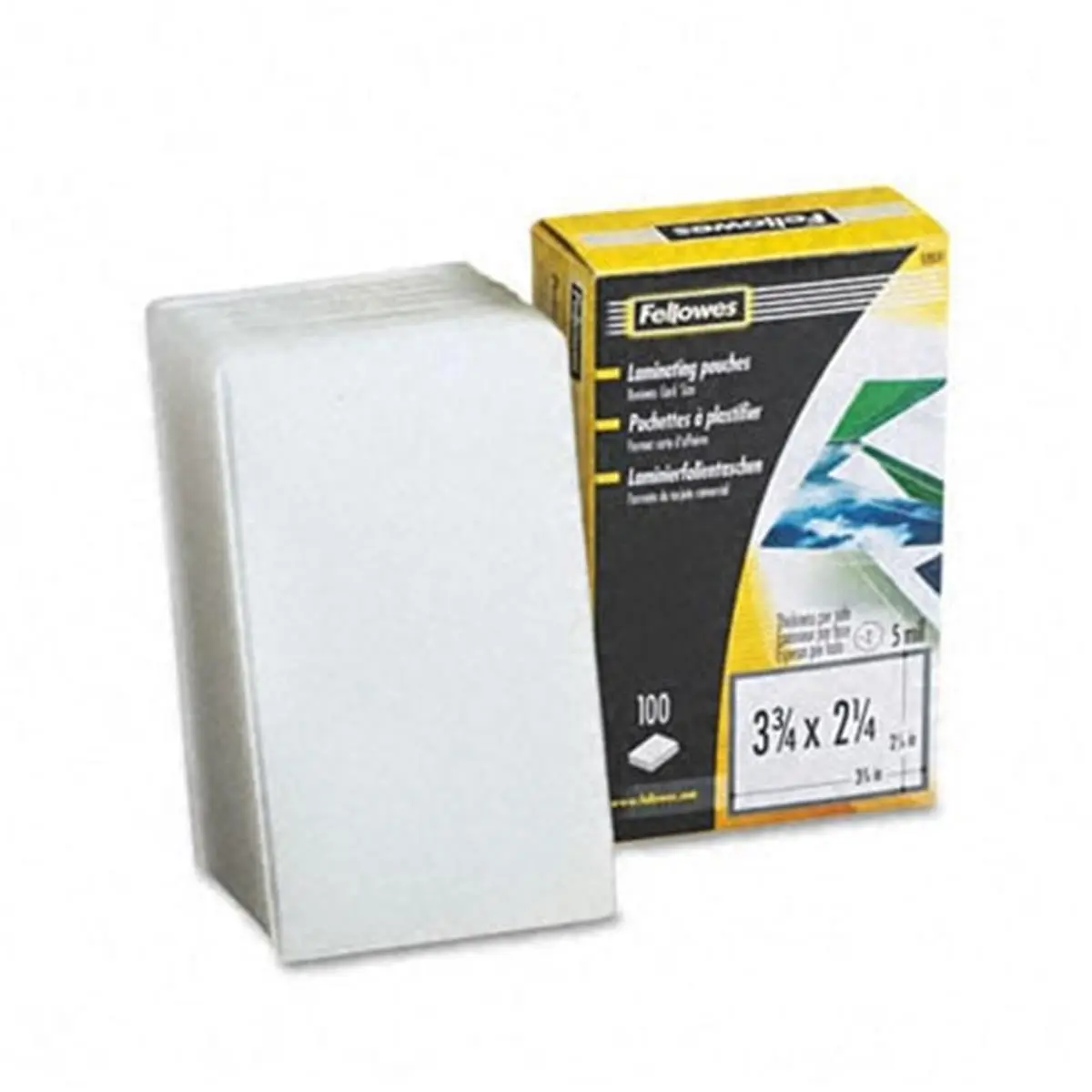 Fellowes 52031 Premium Quality Laminating Pouches, 5 Mil, 2.25x3.75 In, 100-Pack, Easy to Use, Compatible with All Laminator Brands, Preserves and Enhances Documents