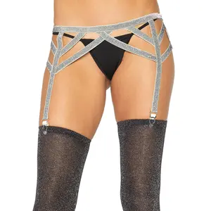 Maddox Lurex Garter Belt Silver