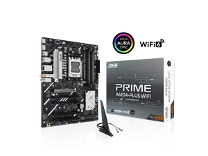 ASUS PRIME A620A-PLUS WIFI AMD ATX motherboard, 8+2+1 power stages, DDR5, PCIe 4.0 ready, PCIe 4.0 x16 slot, 2x M.2, DisplayPort, HDMI, WiFi 6, 1Gb Ethernet, Rear & Front USB 5Gbps Type-C, SATA 6 Gbps