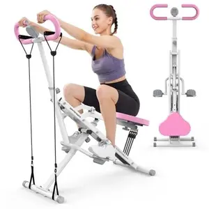 Pink Machine For Home, Assist Trainer For Glutes Workout Foldable With Resistance Bands, For Botty