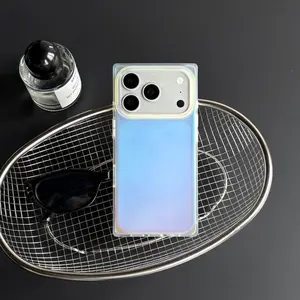 Fashion Cool Laser Light Chameleon Color Rectangle Matte Shockproof Protective Phone Case Cover  For iPhone 17 16 15 Pro Max