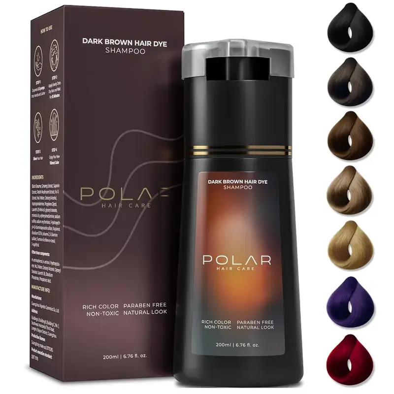 Fast-acting hair dye shampoo, covers gray hair, semi-permanent hair dye shampoo, unisex, quick coloring in 10 minutes, 200ml