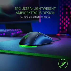 Razer Viper Mini - Wired Gaming Mouse for Pc/Mac (Ultralight 61G, Ambidextrous, Speedflex Cable, 8500 DPI Optical Sensor, Chroma RGB Illumination) Black