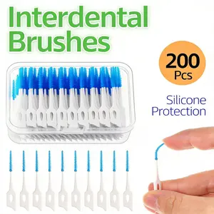 Soft Brush Picks, Interdental Brushes & Dental Picks, Gently Remove Food Debris, 200 Count with Carry Case, Ideal for Braces & Dental Care