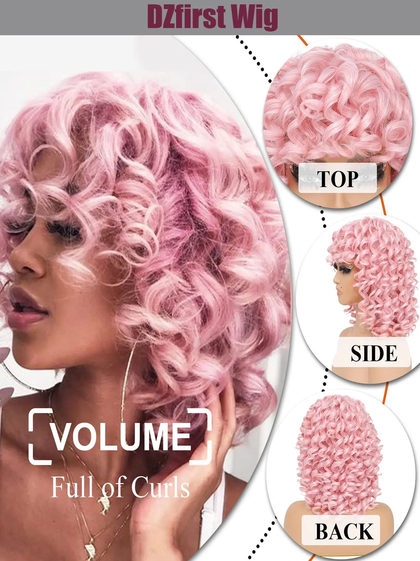 14 Inch Short Wavy Curly Lace Front Synthetic Wig with Bangs 14 Inch Red Curly Wig With Bangs – Short Wavy Synthetic Wig  main image 4