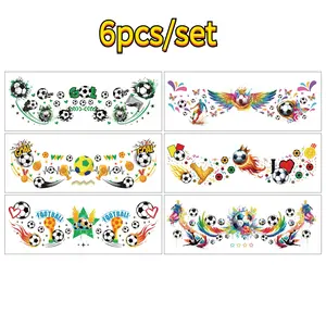 6pcs/set 2026 Soccer Game Day Body Art Stickers Waterproof Trophy Football Temporary Tattoos for Face Arm Wrist Ankle Collarbone