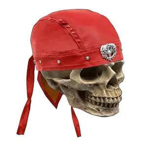 Punk Rock Skull Cycling Bandana Doo Rags Adjustable Cap Metal Rivet Biker Cap