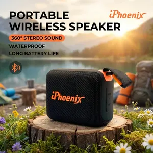 IP-570 Mini Portable Waterproof Bluetooth Speaker with RGB Lighting, Type-C Charging, MicroSD Card, USB Port, FM Radio, Hands-Free Calling, Weatherproof Design