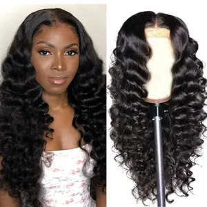 13X4x1 Transperant Lace Wig Human Hair Loose Wave Wig 180% Density Pre Plucked With Baby Hair For Women