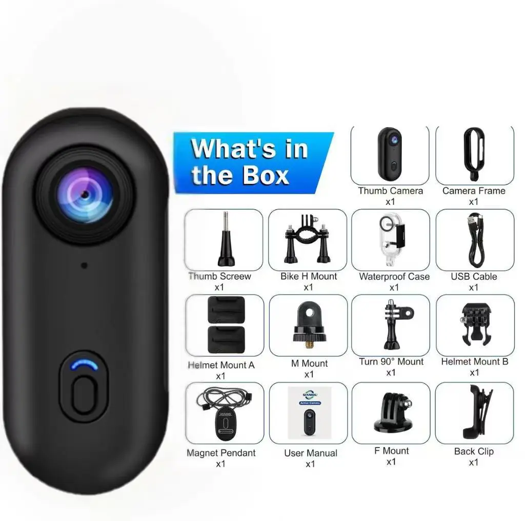 Alano 128GB HD Mini Action Camera - Thumb-Sized Wearable for Pet Walks Work Travel Parties School Season & Gift Ideas with Magnetic Pendant Safety Lan