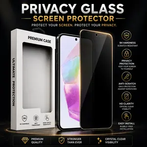 Privacy Tempered Glass Screen Protector for iPhone 17 16 Pro Max Durable 9H Hardness Anti-Scratch Oleophobic Coating Full Coverage Case Friendly Easy Install