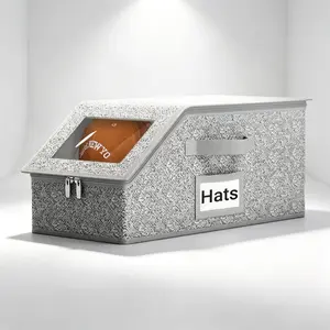 Stackable Hat Storage for Baseball Caps, 2 PCS Hat Storage Boxes ,holds up to 24 hats; foldable fabric hat rack for wardrobes and bedrooms; gray