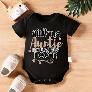 Cute Baby Onesie-Humor Letter Print Short-Sleeve Outdoor Onesie-Perfect Summer Clothing for Newborn and Toddler, for Outdoor