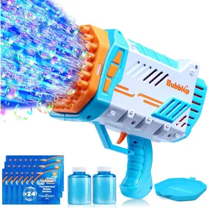Multifunctional Bubble Making Machine Gun with Solution, Light Bazooka Rocket Shape Bubble Guns Blaster for Outdoor, Summer Toys, Gifts, Party Favors,Wedding, Easter party toy
