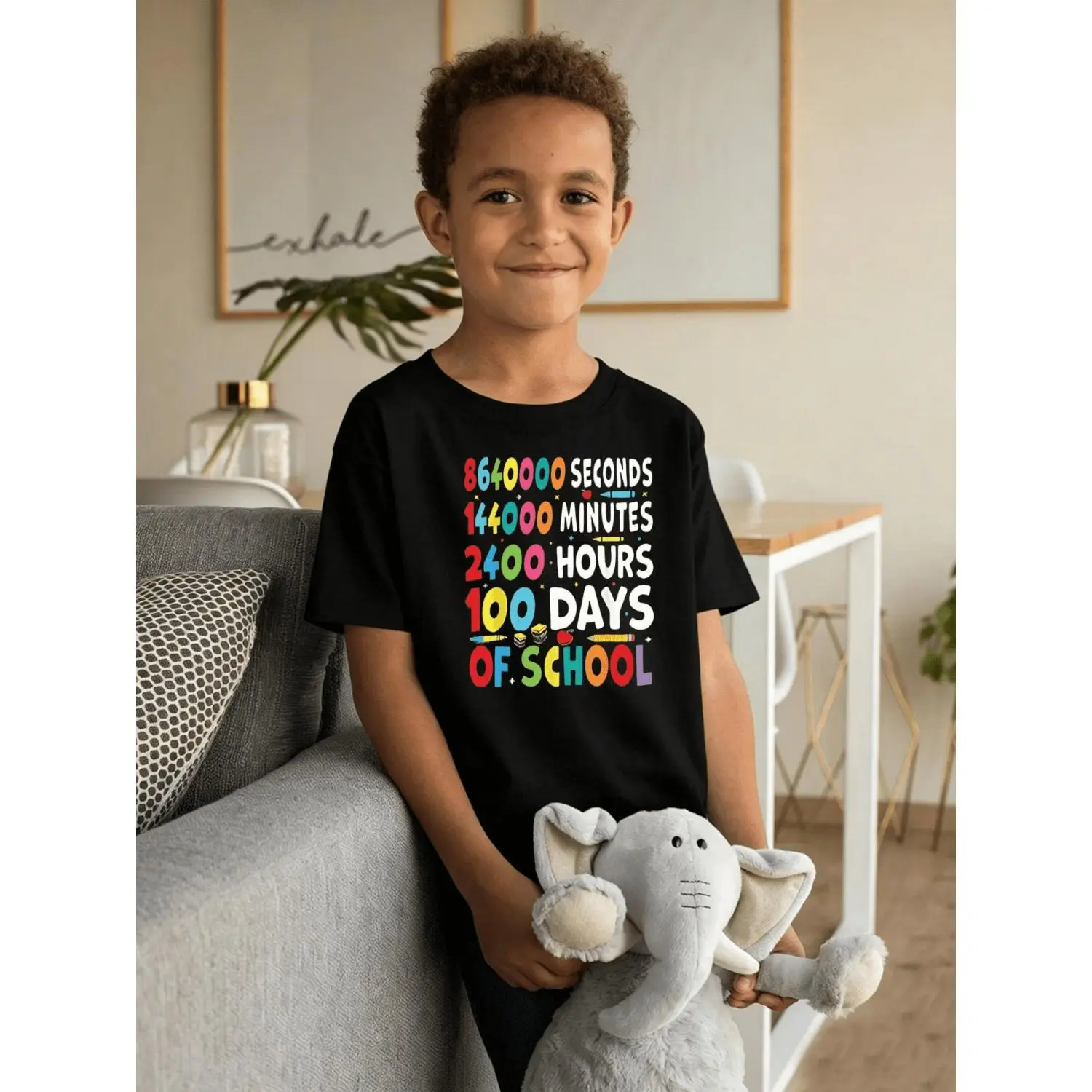 Boys' Graphic T-Shirt 100 Days of School Print Casual Short Sleeve Crew Neck Tee Top Summer Comfortable Breathable Kids Clothes Boys Boys Clothes Back to School Outfit for Elementary Students