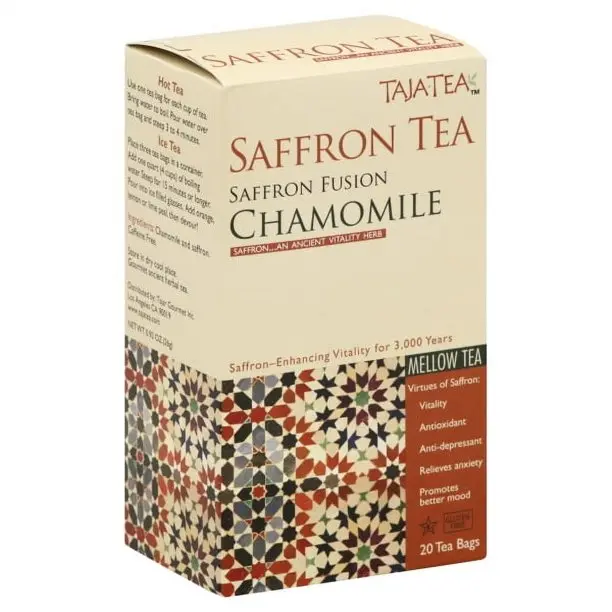 Taja Tea Saffron & Chamomile Fusion, Mellow Tea, 20 Ct
