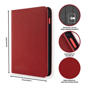 Vault X 9-Pocket Exo-Tec® Zip Binder (Fire Red)